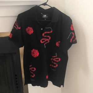 Damati snake and roses collar shirt